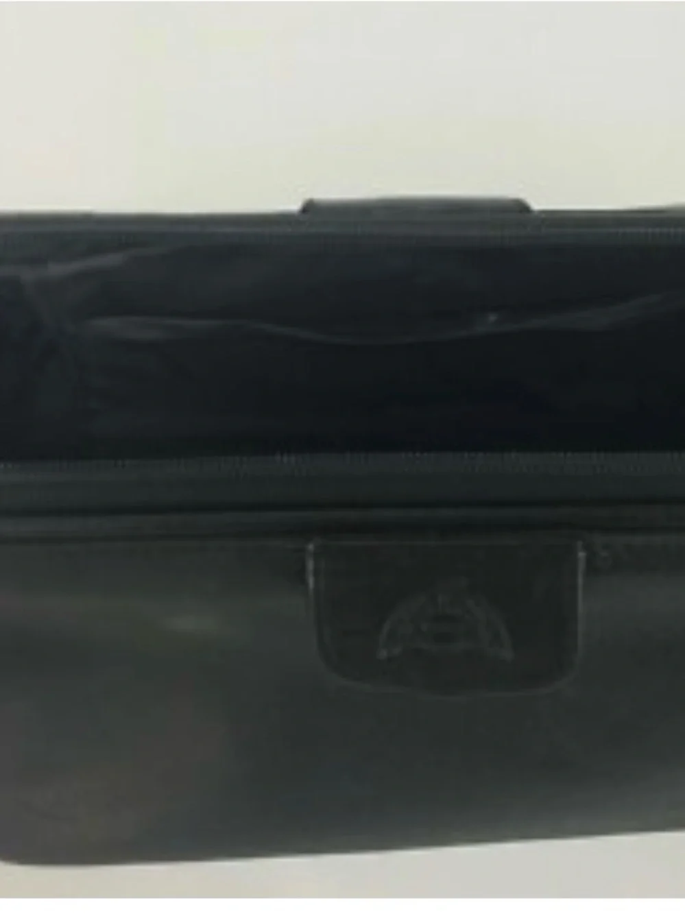 Dopo Black Leather Briefcase with Embossed Logo